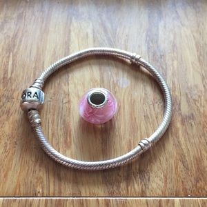 Authentic Pink Flower Charm for Pandora Bracelet